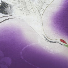 Load image into Gallery viewer, Kimono Vintage(1920-1950) Purple Crane Birds Hand painted Silk #9671J3
