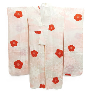 Juban Light Pink White Furisode Flower Shibori Silk #10517B2