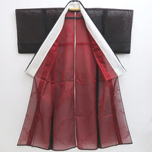 Load image into Gallery viewer, Kimono Vintage(1950-1980) Black Red See-Through Leaves Silk #10275E4
