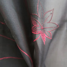 Load image into Gallery viewer, Haori Jacket Vintage(1950-1980) Black Wine red Sheer Embroidery Maple Leaf Silk #10974F3
