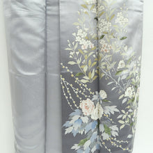 Load image into Gallery viewer, Kimono Light Gray Peony Camellia Silk #9648J2
