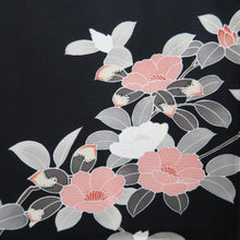 Load image into Gallery viewer, Haori Jacket Vintage(1950-1980) Black Camellia Branch Silk #10142D3
