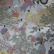 Load image into Gallery viewer, BB10096AF Silk Obi Fabric Heian Period Aristocrats Black 98.8x10.6in(251x27cm)
