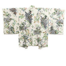 Load image into Gallery viewer, Haori Jacket Vintage(1950-1980) White Green Botanical Silk #10944F2

