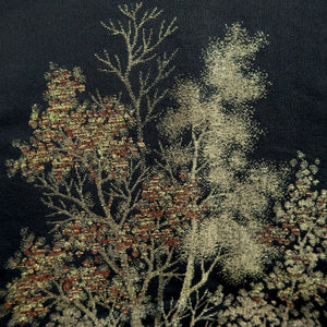 Haori Jacket Vintage(1950-1980) Black Gold Lush Trees Silk #10187D5