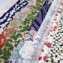 Load image into Gallery viewer, CC1005C1 Silk 8pcs Bundle Kimono Fabric Flower Blue Green 55.1x5.9in(140x15cm)

