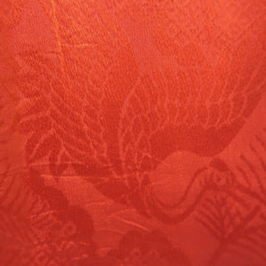 Juban Vintage(1920-1950) Red Crane Birds Phoenix Silk #10379F4