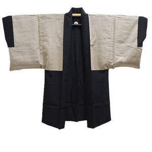 Men's Haori Vintage(1950-1980) Black Montsuki Dragon Tiger Silk #10438A3