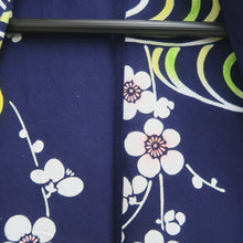 Load image into Gallery viewer, Yukata Vintage(1950-1980) Navy Plum blossom Cotton #11099B1
