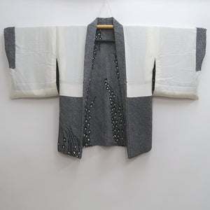 Haori Jacket Vintage(1950-1980) Black Shibori Branch Silk #10067D1