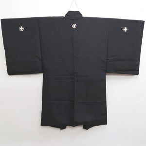 Men's Haori Vintage(1950-1980) Black Montsuki Habutae Mt. Fuji Silk #9819B1