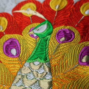 BB10076AF Silk Obi Fabric Peacock Green 50.0x10.6in(127x27cm)