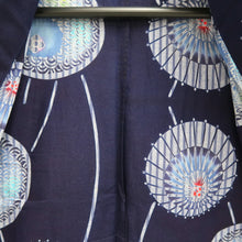 Load image into Gallery viewer, Yukata Vintage(1950-1980) Navy Bangasa Umbrella Cotton #10476A5
