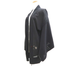 Load image into Gallery viewer, Haori Jacket Black Sheer Maple Leaf Ryusui Silk #10915E5
