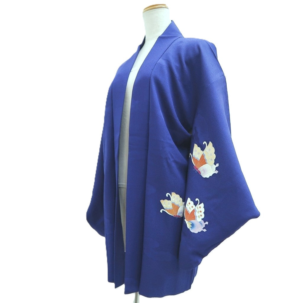 Haori Jacket Vintage(1950-1980) Blue Butterfly Silk #10604C2