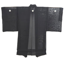 Load image into Gallery viewer, Men&#39;s Haori Vintage(1950-1980) Black See-Through Montsuki Silk #10426A3
