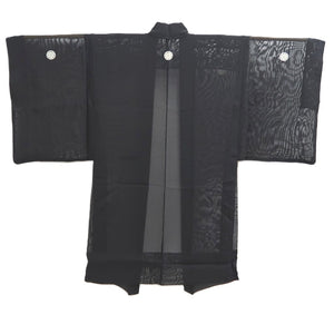 Men's Haori Vintage(1950-1980) Black See-Through Montsuki Silk #10426A3