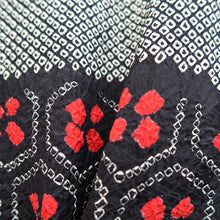 Load image into Gallery viewer, Haori Jacket Black Full Shibori Geometric Floral Silk #10713D2
