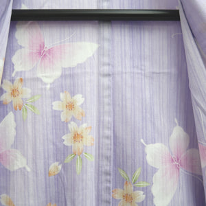 Yukata Lavender Butterfly Cherry Blossom Cotton #10347F3