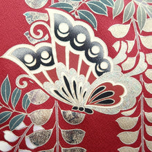 Load image into Gallery viewer, Furisode Red Black Gold Butterfly Wisteria Silk #11093B1
