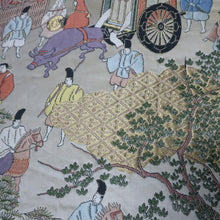 Load image into Gallery viewer, BB10096AF Silk Obi Fabric Heian Period Aristocrats Black 98.8x10.6in(251x27cm)
