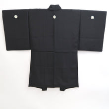 Load image into Gallery viewer, Men's Haori Vintage(1950-1980) Black Montsuki Habutae Old documents Silk #10882E4
