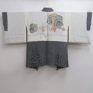 Haori Jacket Vintage(1950-1980) Black Shibori Branch Silk #10067D1