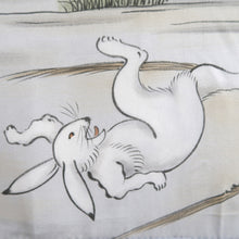 Load image into Gallery viewer, Men's Juban Blueish Gray Chojugiga Rabbit Frog Silk #10663C5
