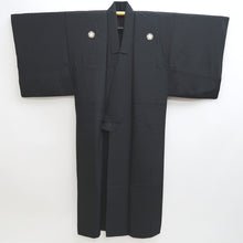 Load image into Gallery viewer, Men&#39;s Kimono Vintage(1950-1980) Black Montsuki Habutae Silk #9973C1
