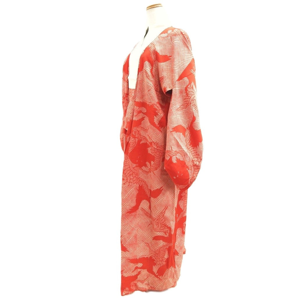 Juban Vintage(1920-1950) Red Crane Birds Silk #10367F4