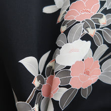 Load image into Gallery viewer, Haori Jacket Vintage(1950-1980) Black Camellia Branch Silk #10142D3
