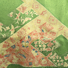 Load image into Gallery viewer, Haori Jacket Green Gold Bird Silk #10733D3
