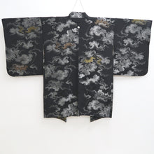 Load image into Gallery viewer, Haori Jacket Vintage(1950-1980) Black Silver Gold Cloud Silk #9755A3

