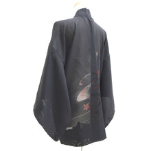 Load image into Gallery viewer, Haori Jacket Black Sheer Maple Leaf Ryusui Silk #10915E5
