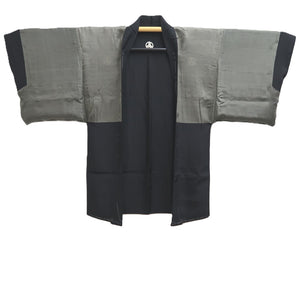 Men's Haori Vintage(1950-1980) Black Montsuki Landscape Silk #10412A2