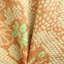 Load image into Gallery viewer, Haori Jacket Vintage(1950-1980) Yellow Light Brown Full Shibori Kiku Bamboo leaf Silk #10217E2
