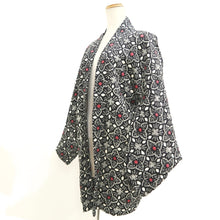 Load image into Gallery viewer, Haori Jacket Vintage(1950-1980) Black Full Shibori Floral pattern Silk #10924E5
