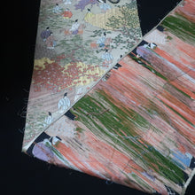 Load image into Gallery viewer, BB10096AF Silk Obi Fabric Heian Period Aristocrats Black 98.8x10.6in(251x27cm)
