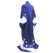 Load image into Gallery viewer, Kimono Blue Crane Birds Silk #10246E3
