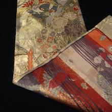 Load image into Gallery viewer, BB10086AF Silk Obi Fabric Phoenix Gold Beige 50.0x10.6in(127x27cm)
