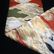 Load image into Gallery viewer, BB10106AG Silk Obi Fabric Vintage(1950-1980) Abstract art Gold Silver 97.2x10.6in(247x27cm)
