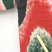 Load image into Gallery viewer, Kimono Vintage(1920-1950) Red Black Green Meisen Wave Silk #10768D4
