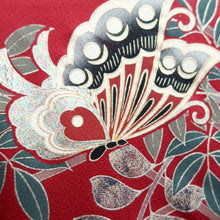 Load image into Gallery viewer, Furisode Red Black Gold Butterfly Wisteria Silk #11093B1

