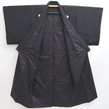 Load image into Gallery viewer, Men&#39;s Kimono Vintage(1950-1980) Black Montsuki Habutae Silk #9973C1
