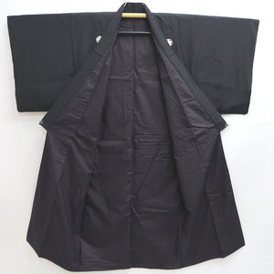 Men's Kimono Vintage(1950-1980) Black Montsuki Habutae Silk #9973C1