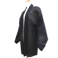 Load image into Gallery viewer, Haori Jacket Vintage(1950-1980) Black Purple See-Through Bird Silk #10218E2
