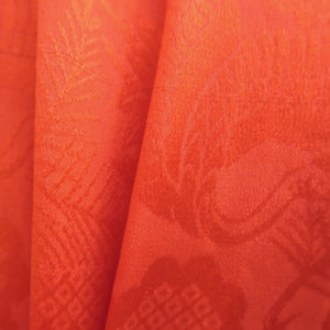 Juban Vintage(1920-1950) Red Crane Birds Phoenix Silk #10379F4