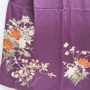 Kimono Purple Peony Kiku Branch Silk #9658J2