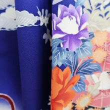 Load image into Gallery viewer, Furisode Blue Pink Plum blossom Chrysanthemum Silk #9678J3
