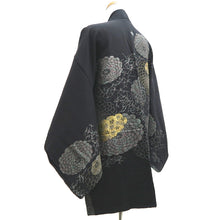 Load image into Gallery viewer, Haori Jacket Vintage(1950-1980) Black Gold Silver Chrysanthemum Silk #10098D2
